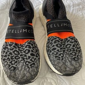 adidas Stella McCartney Black Orange Knit Slip-On Sneakers